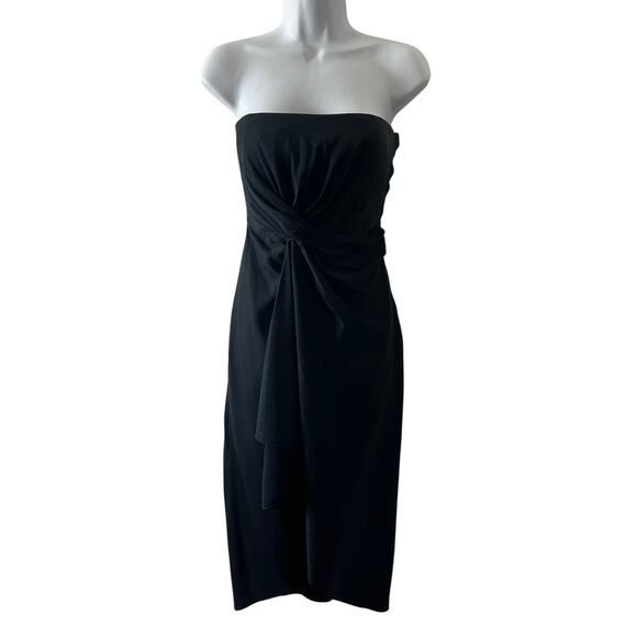 ALC Roya Dress 2 Black Twist Front Strapless Midi Classic Cocktail Party Formal - Picture 1 of 10